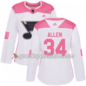 St. Louis Blues Jake Allen 34 Adidas 2017-2018 Wit Oranje Fashion Authentic Shirt - Dames